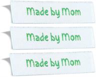 wunderlabel made by mom: fashionable mother crafting ribbons for 🧵 clothing and sewing projects - green on white (pack of 25 labels) logo