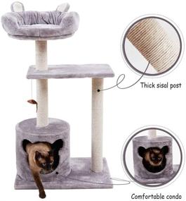 img 1 attached to 🐱 JOYELF Cat Tree: Modern Indoor Cat Activity Tower with Scratching Posts & Food Station, Plush Perch - 36 Inch