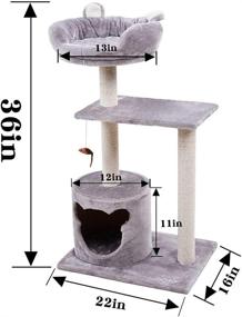 img 3 attached to 🐱 JOYELF Cat Tree: Modern Indoor Cat Activity Tower with Scratching Posts & Food Station, Plush Perch - 36 Inch