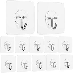 img 4 attached to 🔩 Adhesive Hooks Utility Hooks 44 lb/ 20 kg(Max): Heavy Duty & Waterproof Coat Hooks, Seamless & Reusable for Bathroom and Kitchen