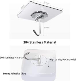 img 2 attached to 🔩 Adhesive Hooks Utility Hooks 44 lb/ 20 kg(Max): Heavy Duty & Waterproof Coat Hooks, Seamless & Reusable for Bathroom and Kitchen
