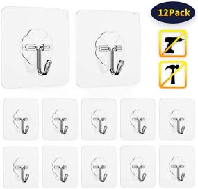 img 3 attached to 🔩 Adhesive Hooks Utility Hooks 44 lb/ 20 kg(Max): Heavy Duty & Waterproof Coat Hooks, Seamless & Reusable for Bathroom and Kitchen