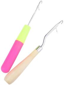 img 3 attached to 🧶 eBoot Wooden Bent Latch Hook Tool & Plastic Crochet Needle Set - 2 Pieces for Crafting