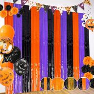 halloween party decorations: pack of 3 orange purple black foil fringe curtains - 3.2 x 8.2 ft tinsel curtain photo backdrop streamer curtains for halloween birthday bachelorette party decoration logo