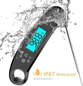 img 2 attached to 🔥 FzAqua Ultra Fast Waterproof Instant Read Meat Thermometer - with Backlight, Calibration, and Magnet - FzAqua Digital Food Thermometer for Outdoor Cooking, Kitchen, BBQ, and Grill (Black)