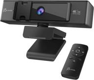 📷 j5create 4k ultra hd webcam with 5x zoom, privacy cover, low light enhancement, dual high-fidelity mics, remote control, usb-c, for video conferencing, online classes, live streaming, seo logo