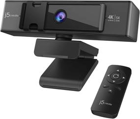 img 4 attached to 📷 j5create 4K Ultra HD Webcam with 5X Zoom, Privacy Cover, Low Light Enhancement, Dual High-Fidelity Mics, Remote Control, USB-C, for Video Conferencing, Online Classes, Live Streaming, SEO