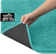 🦘 kangaroo luxury chenille bath rug: extra soft & absorbent, 30x20, turquoise shag bathroom rug for kids tub, shower & bath room - machine washable with strong underside logo