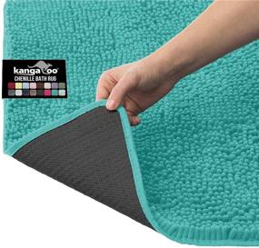 img 4 attached to 🦘 Kangaroo Luxury Chenille Bath Rug: Extra Soft & Absorbent, 30x20, Turquoise Shag Bathroom Rug for Kids Tub, Shower & Bath Room - Machine Washable with Strong Underside