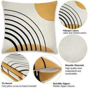 img 1 attached to 🛋️ Thideape Yellow Abstract Pillow Covers Set - 18x18 Inch, Mid Century Modern Geometric Patterns, Black Stripe & Gold Accents - 4 Pack Decorative Throw Pillows for Home Decor, Couch, Sofa, Bedroom, Outdoor