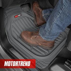 img 1 attached to Motor Trend Original FlexTough Gray Rubber Car Floor Mats For 3 Row Vehicles