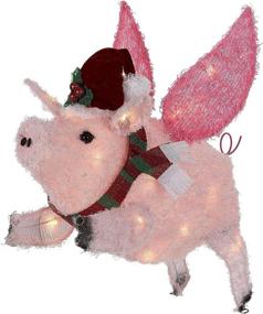 img 3 attached to Enchanting Light Up Piggy Christmas Decoration: Holiday Time Flying Pig Yard Décor