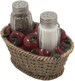 img 1 attached to Country Kitchen Decor Apple Basket Glass Salt and Pepper Shaker Set with Holder – Decorative Dining Room Table Gifts for Farmers