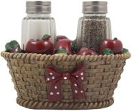 country kitchen decor apple basket glass salt and pepper shaker set with holder – decorative dining room table gifts for farmers логотип