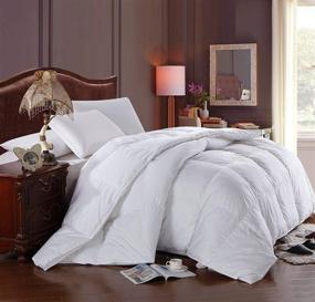 img 1 attached to 🛌 King Size Solid White Down Comforter - Soft, Light, and Warm with 650 Fill Power, 100% Cotton Cover/Shell, 300 Threadcount