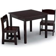 delta children mysize kids wood table and chair set with 2 chairs - perfect for arts & crafts, snack time, homeschooling, homework & more - dark chocolate logo