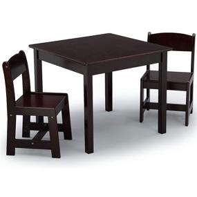 img 4 attached to Delta Children MySize Kids Wood Table and Chair Set with 2 Chairs - Perfect for Arts & Crafts, Snack Time, Homeschooling, Homework & More - Dark Chocolate