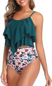 img 2 attached to Tankini Swimsuits Waisted Ruffled Swimwear Sports & Fitness in Water Sports