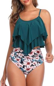img 4 attached to Tankini Swimsuits Waisted Ruffled Swimwear Sports & Fitness in Water Sports