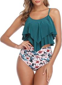 img 1 attached to Tankini Swimsuits Waisted Ruffled Swimwear Sports & Fitness in Water Sports