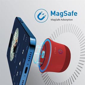 img 3 attached to 🔊 MiLi Магнитный Bluetooth-динамик, Портативный динамик для iPhone 12/13 с технологией MagSafe, Маленький душевой динамик, Громкое звучание с 8 часами воспроизведения, Bluetooth 5.0 TWS беспроводный динамик, компактный динамик для путешествий - красный