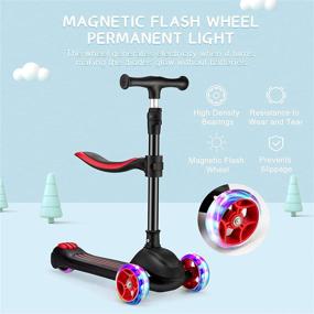 img 1 attached to 🛴 Versatile Kick Scooter for Kids: Light Up Wheels, Adjustable Height, Braking System, Removable Seat, Extra-Wide Deck - Ages 4-12