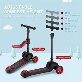 img 3 attached to 🛴 Versatile Kick Scooter for Kids: Light Up Wheels, Adjustable Height, Braking System, Removable Seat, Extra-Wide Deck - Ages 4-12