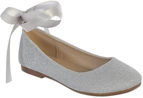 img 3 attached to Sparkling Girls Glitter Ribbon 👧 Ankle Ballerina Shoes: Stylish Flats for Girls