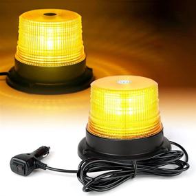 img 4 attached to 🚨 High-Visibility Amber LED Warning Flash Beacon Lights with Magnetic Base for Vehicle Truck Tractor Golf Carts UTV Car Bus - LED Beacon Strobe Light