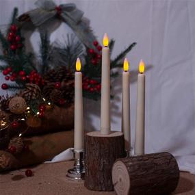 img 3 attached to 🕯️ 8 Inch Battery Operated Flameless LED Christmas Taper Candles with Orange Amber Lights, Window Candles with Timer Remote, Flickering 3D Flame Candle, Silver Holders & Suction Cups for Decorations