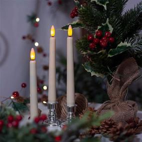 img 2 attached to 🕯️ 8 Inch Battery Operated Flameless LED Christmas Taper Candles with Orange Amber Lights, Window Candles with Timer Remote, Flickering 3D Flame Candle, Silver Holders & Suction Cups for Decorations