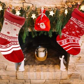 img 2 attached to 🎅 8 Pack 20 Inch Knit Christmas Stockings for Family Holiday Decorations - Large Rustic Yarn Xmas Stockings by KD KIDPAR