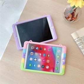 img 1 attached to 🌈 Cytec Cute Silicone Case: Pop Push Bubble Case Compatible with iPad 9.7 inch 2018 - Relieve Stress Case with Kickstand, Lanyard, and Pendant. Rainbow Heart Shape Design!