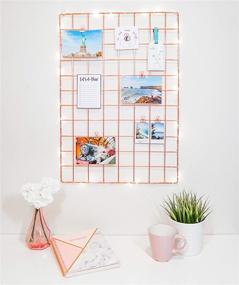 img 1 attached to 🌸 AllTheCuteThings Rose Gold Wire Wall Grid: Photo Hanging Display, Wall Decor with 10 Clips and 4 Hooks