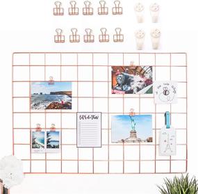 img 4 attached to 🌸 AllTheCuteThings Rose Gold Wire Wall Grid: Photo Hanging Display, Wall Decor with 10 Clips and 4 Hooks