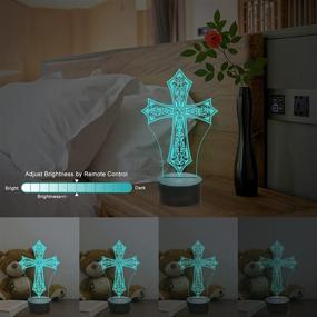 img 2 attached to 🎁 Jesus Cross 3D Night Light Lamp by Lampeez - Optical Illusion Kids Lamp with 16 Colors Remote Control, Perfect Birthday Xmas Valentine's Day Gift Idea for Boys and Girls