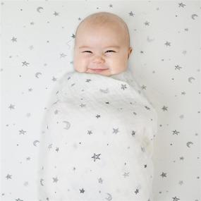 img 3 attached to 👶 Soft and Breathable American Baby Company 100% Natural Cotton Muslin Swaddle Blanket, Gray Stars/Moon, 47" x 47" – Ideal for Boys and Girls