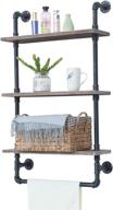 🛁 rustic industrial bathroom shelves: 3 tiered wall-mounted pipe shelving with towel bar for farmhouse style, metal floating shelf for towels, iron distressed shelf over toilet логотип
