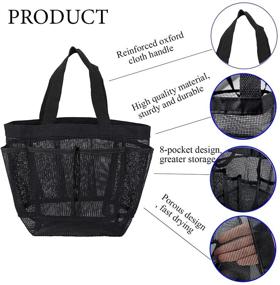 img 3 attached to 🚿 ZKSM Mesh Shower Caddy: Portable Dorm Shower Basket with 9 Pockets - Quick Dry Hanging Bag for Toiletries in Black