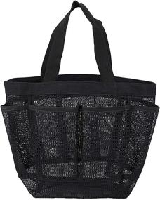 img 4 attached to 🚿 ZKSM Mesh Shower Caddy: Portable Dorm Shower Basket with 9 Pockets - Quick Dry Hanging Bag for Toiletries in Black