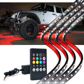 img 4 attached to 🚗 Lumenix Набор неоновых светодиодных подсветок для автомобиля: RGB полоска под управлением пульта для автомобилей, грузовиков и внедорожников - 4шт