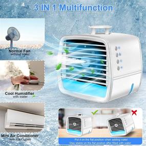 img 2 attached to Portable Air Conditioner: Mini AC Evaporative Cooling Fan with Handle, 3 Wind Speeds & 3 Spray Modes - Perfect for Room, Office, Home, & Travel!