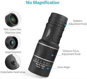 img 1 attached to 🔭 High-Powered 16x52 Monocular with Dual Focus Optics for Enhanced Birds Watching, Wildlife Viewing, Hunting, Camping, Hiking, Tourism, Armoring, Living Concerts - 66m/8000m