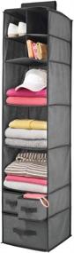 img 4 attached to 🗄️ mDesign Hanging Closet Organizer with 7 Shelves and 3 Drawers - Charcoal Gray/Black - Ideal for Bedroom, Nursery, Closet Organization - Holds Clothes, Shoes, Diapers