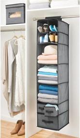 img 3 attached to 🗄️ mDesign Hanging Closet Organizer with 7 Shelves and 3 Drawers - Charcoal Gray/Black - Ideal for Bedroom, Nursery, Closet Organization - Holds Clothes, Shoes, Diapers