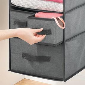 img 1 attached to 🗄️ mDesign Hanging Closet Organizer with 7 Shelves and 3 Drawers - Charcoal Gray/Black - Ideal for Bedroom, Nursery, Closet Organization - Holds Clothes, Shoes, Diapers