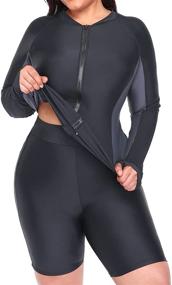 img 3 attached to Daci Women Black Sleeve Athletic Tankini Swimsuits UPF