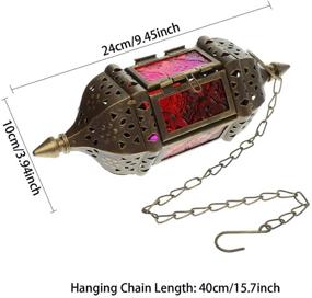 img 3 attached to 🕯️ GKanMore Pack of 2 Retro Moroccan Hanging Candle Lanterns - Hollow Metal Glass Candle Holders with 15.7" Hanging Chain for Home, Patio, and Christmas Decorations (Bronze)