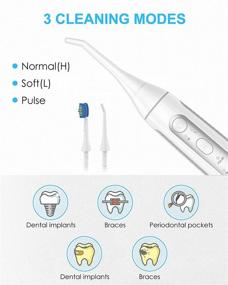 img 3 attached to 🦷 2-in-1 Cordless Water Flosser and Electric Toothbrush Combo - Rechargeable Oral Irrigator with Toothbrush, IPX7 Waterproof Teeth Cleaner, 3 Modes, 2 Nozzles, 1 Brush Head