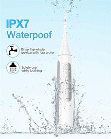 img 1 attached to 🦷 2-in-1 Cordless Water Flosser and Electric Toothbrush Combo - Rechargeable Oral Irrigator with Toothbrush, IPX7 Waterproof Teeth Cleaner, 3 Modes, 2 Nozzles, 1 Brush Head